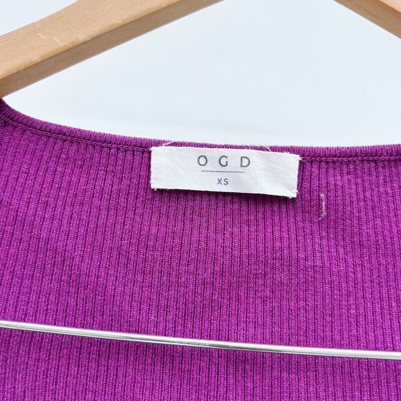 One Grey Day Revolve OGD Samantha Midi Dress Bodycon Magenta XS Ribbed Cocktail - Picture 7 of 11